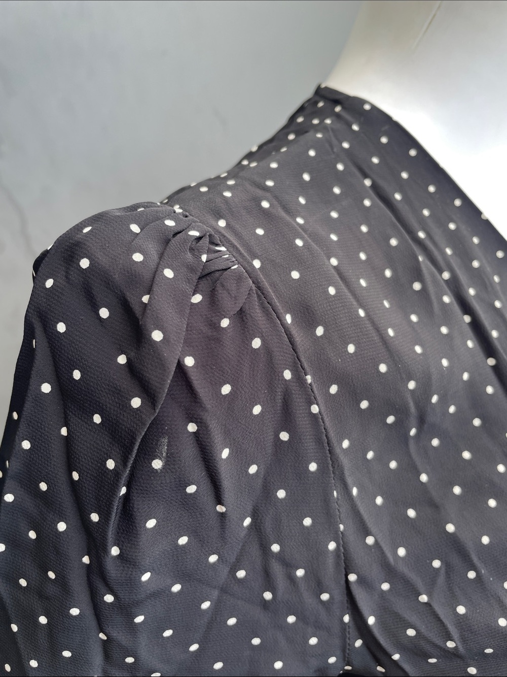 MAJE Black Polka Dot Midi Dress Size 34 - Picture 6 of 13
